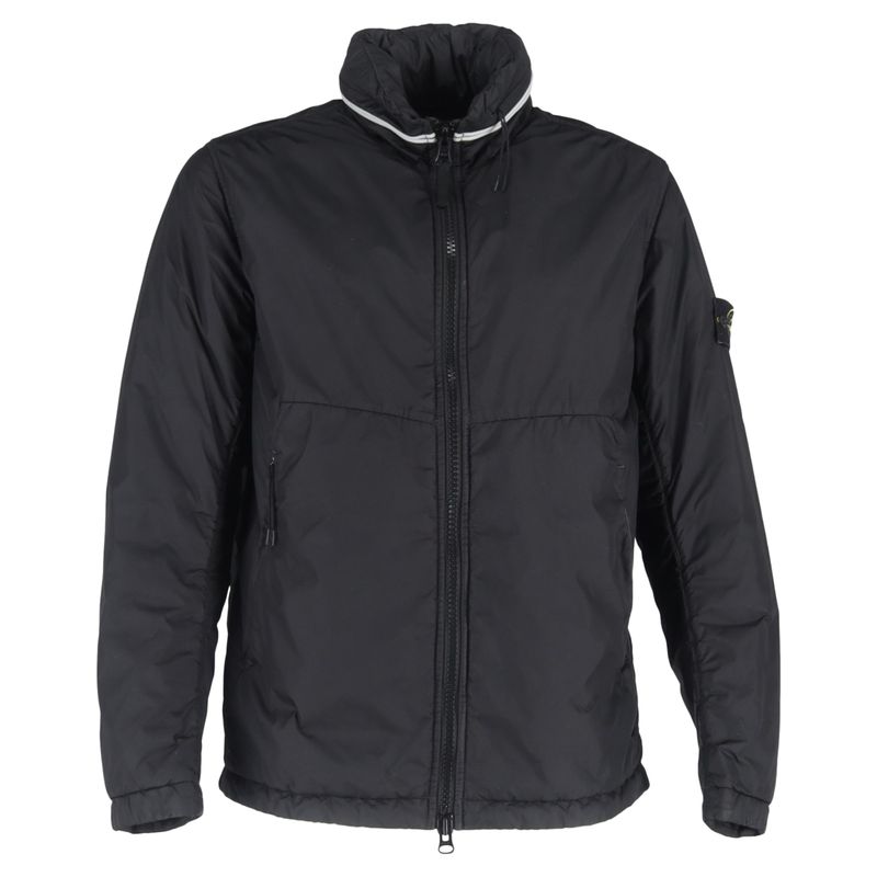 Stone Island Hidden Hood Jacket In Black Nylon